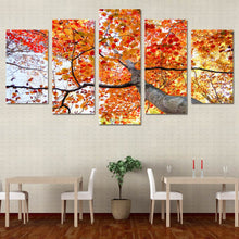 Load image into Gallery viewer, HD Printed 5 piece canvas art painting maple tree red yellow leaves canvas pictures for living room  ny-6021
