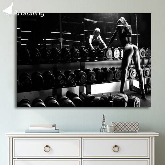 1 Piece Canvas Art Bodybuilding Equipment Printed Wall Art Home Decor Canvas Painting Picture Poster  Free Shipping CU-1403C