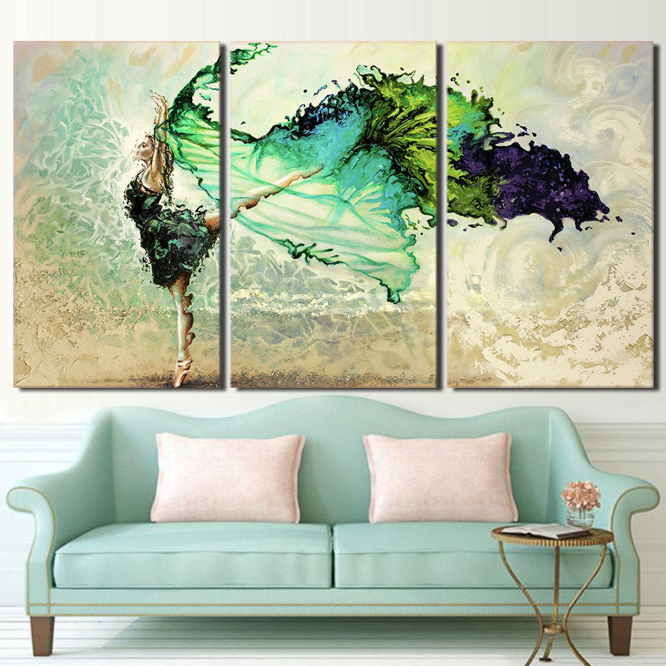 3 piece canvas art girl dancing canvas painting posters and prints paintings for living room wall free shipping ny-6658D