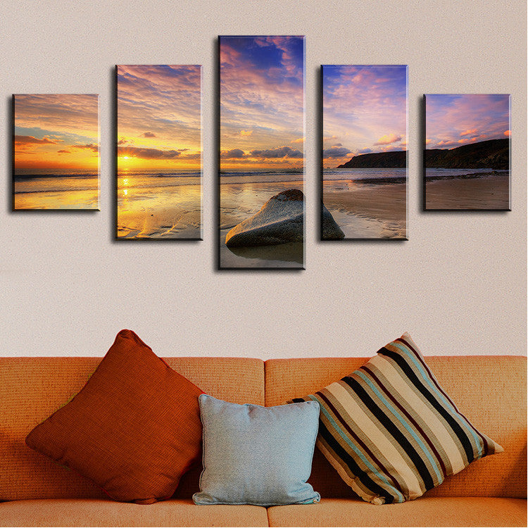 5 Panel calm summer sunset Modern Home Wall Decor Canvas Picture Art Print WALL Painting Set of 5 Each Canvas Arts Unframe