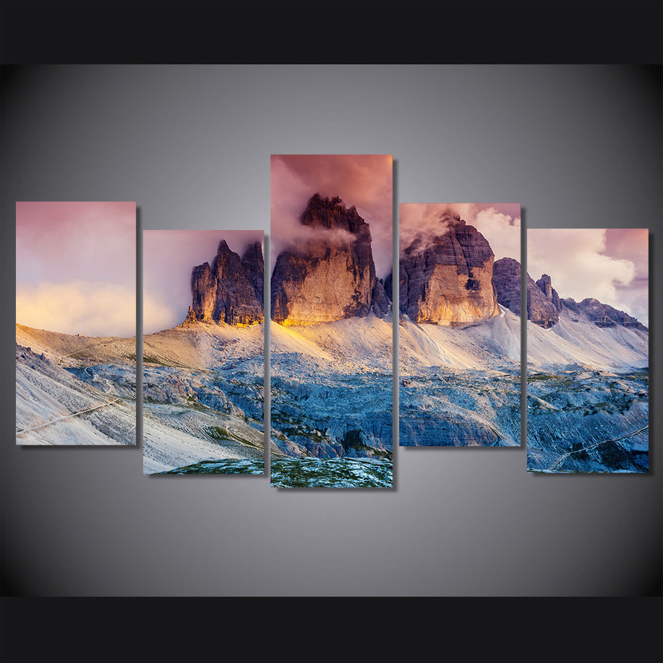 HD Print 4 piece canvas art  Fog Austria Dolomites mountain sunset Painting  wall pictures for living room Free shipping/NY-5785