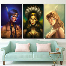 Load image into Gallery viewer, 3 piece canvas art indian women feather canvas painting posters and print wall picture for living Room ny-6651C
