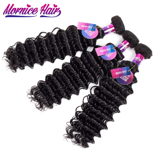 Mornice Hair Malaysian Deep Wave Remy Hair 100% Human Hair Weave 1 Bundle 12"-26" Hair Bundles  Free Shipping Natural Black 100g