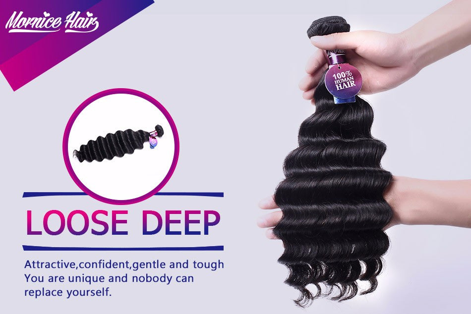 Mornice Hair Peruvian Hair Loose Deep Remy Human Hair Bundles Weave Natural Black More Wave 12inch-26inch Free Shipping