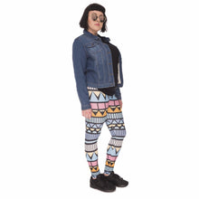 Load image into Gallery viewer, Stretch Large Size Women Leggings Aztec Niebieski Printing High Waist Plus Size
