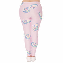 Load image into Gallery viewer, Large Size Women Leggings Avocado Pink Printing Stretch High Waist Plus Size Trousers Pants
