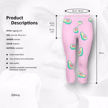 Load image into Gallery viewer, Women capri Leggings Avocado-Pink Printing Sexy Mid-Calf 3/4 Fitness Trousers Movement
