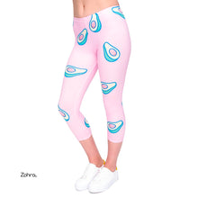 Load image into Gallery viewer, Women capri Leggings Avocado-Pink Printing Sexy Mid-Calf 3/4 Fitness Trousers Movement
