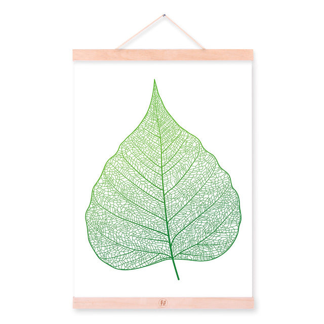 Modern Abstract Green Plant Leaf Wooden Framed Canvas Paintin Beautiful Girl Room Home Deco Wall Art Print Picture Poster Scroll