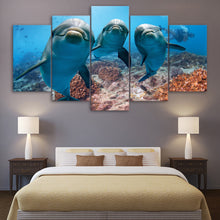 Load image into Gallery viewer, 5 Piece painting HD Printed Deep Ocean Swimming Dolphin Paintings for Living Room Wall Posters and Prints Free Shipping CU-1510B
