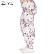Load image into Gallery viewer, Large Size Leggings White Unicorns Printed High Waist Plus Size Pants For Plump Women
