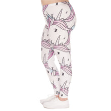 Load image into Gallery viewer, Large Size Leggings White Unicorns Printed High Waist Plus Size Pants For Plump Women
