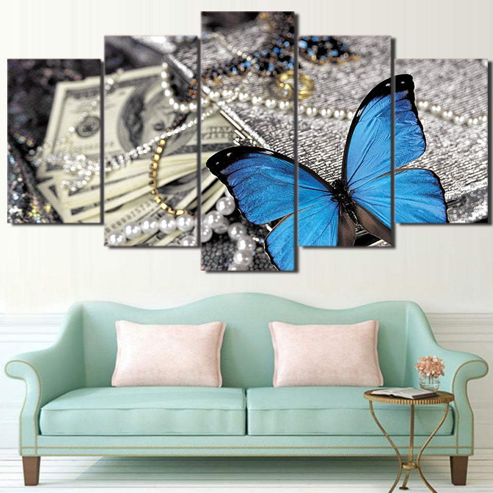 HD printed 5 Piece canvas painting wall pictures for living room modern butterfly Jewelry art print free shipping ny-6726B