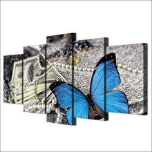 Load image into Gallery viewer, HD printed 5 Piece canvas painting wall pictures for living room modern butterfly Jewelry art print free shipping ny-6726B
