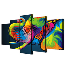 Load image into Gallery viewer, HD Printed 5 piece canvas art Colorful elephant Painting wall decorations living room Free shipping/ny-2650
