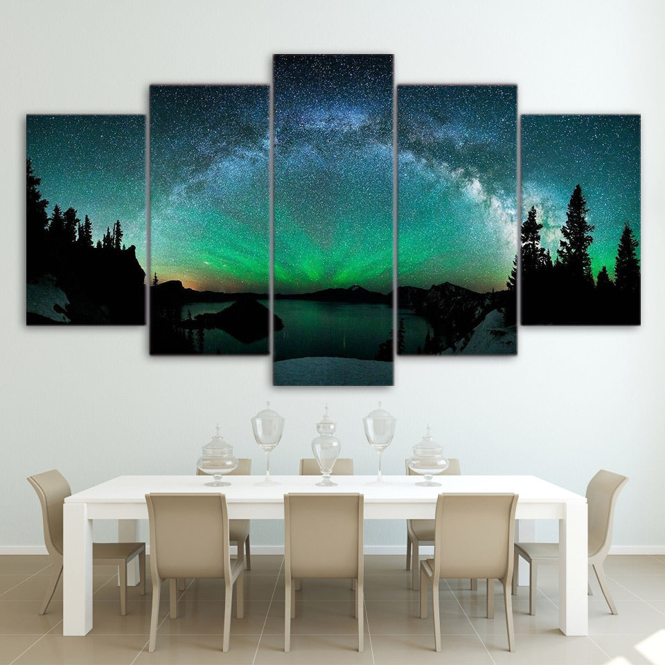 HD printed 5 piece canvas art aurora modular painting wall pictures for living room modern frame poster free shipping CU-1492A