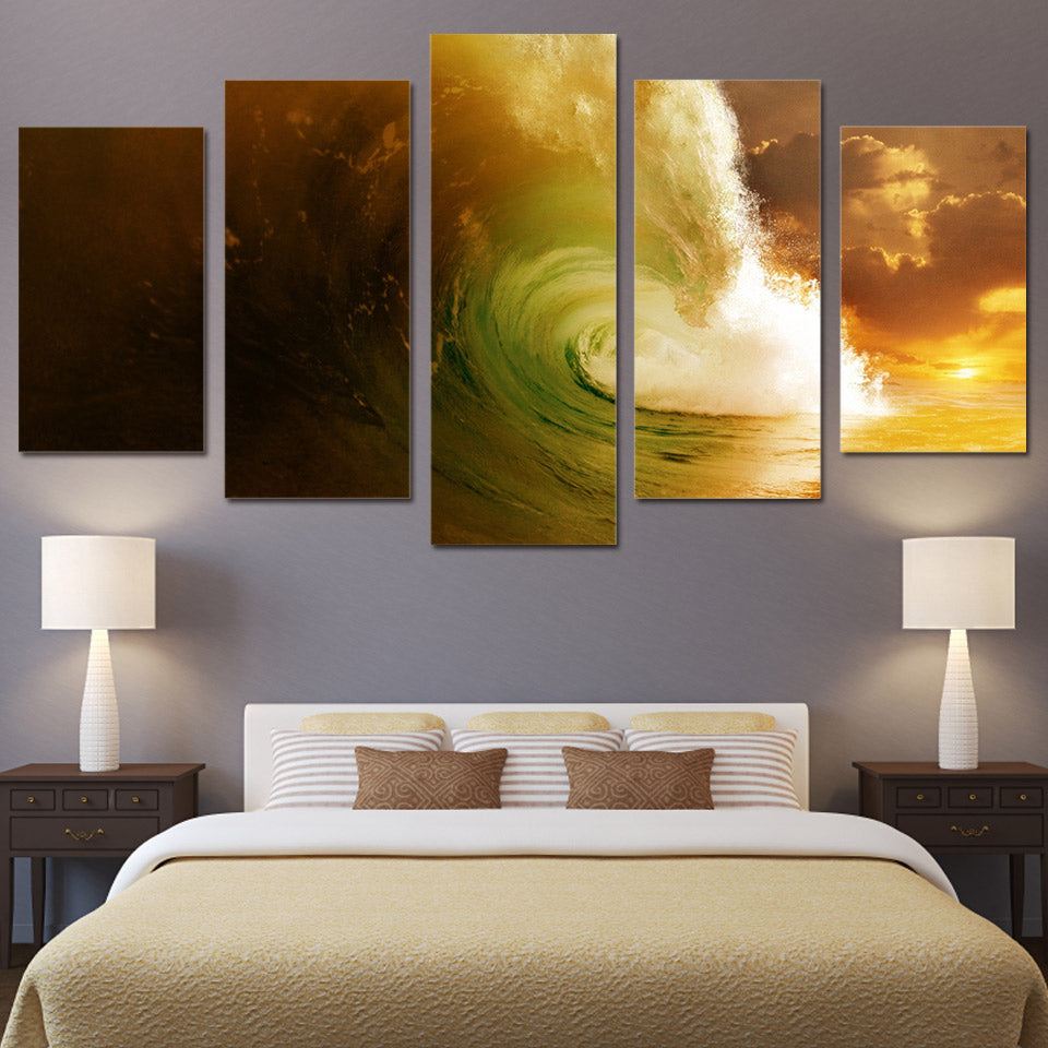 5 piece canvas art paintings HD Printed ocean art seascape wave room decor canvas prints art posters painting framed ny-6235