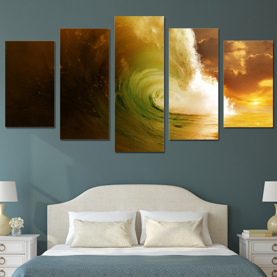 5 piece canvas art paintings HD Printed ocean art seascape wave room decor canvas prints art posters painting framed ny-6235