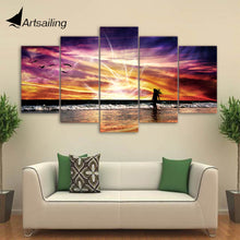 Load image into Gallery viewer, 5 Piece Canvas Art Beach Rosy Clouds Canvas Painting Wall Art Canvas Posters and Prints Wall Pictures for Living Room ny-6628B

