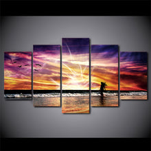 Load image into Gallery viewer, 5 Piece Canvas Art Beach Rosy Clouds Canvas Painting Wall Art Canvas Posters and Prints Wall Pictures for Living Room ny-6628B

