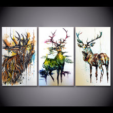 Load image into Gallery viewer, HD Printed 3 Piece Elk Graffiti Deer Canvas Paintings for Living Room Wall Art Canvas Framed 3 Panel Free Shipping NY-6684D

