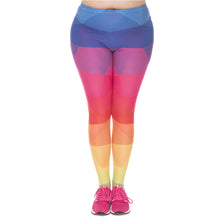 Load image into Gallery viewer, Large Size Leggings Triangles Rainbow Printed High Waist Leggins Plus Size Trousers Stretch Pants
