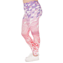 Load image into Gallery viewer, Large Size Leggings Triangles Pink Marble Printed Plus Size Trousers Stretch Pants For Plump Women
