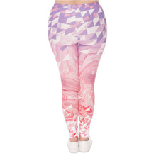 Load image into Gallery viewer, Large Size Leggings Triangles Pink Marble Printed Plus Size Trousers Stretch Pants For Plump Women
