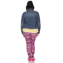 Load image into Gallery viewer, Large Size Leggings Boho Purple Printed High Waist Leggins Plus Size Trousers Stretch Pants
