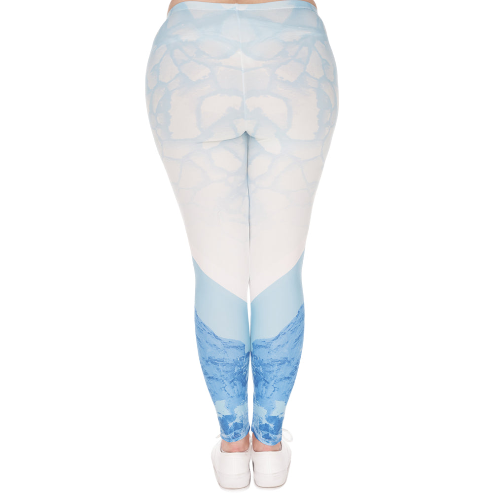 Large Size Leggings Iceberg Printed High Waist Leggins Plus Size Trousers Stretch Pants