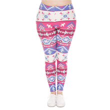 Load image into Gallery viewer, Large Size Leggings Boho Pink Printed High Waist Leggins Plus Size Trousers Stretch Pants
