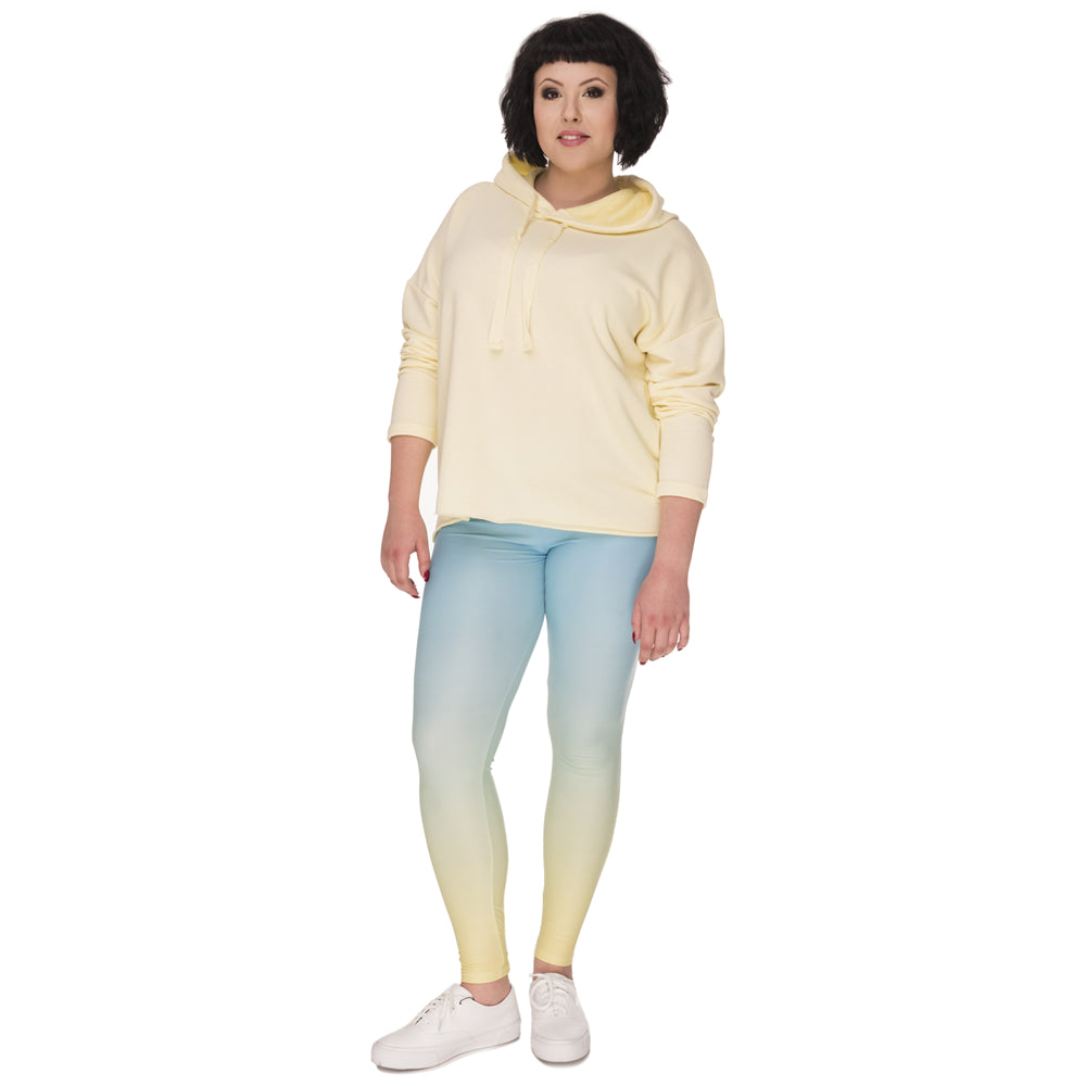 Large Size Leggings Omber Yellow Printed High Waist Leggins Plus Size Trousers Stretch Pants