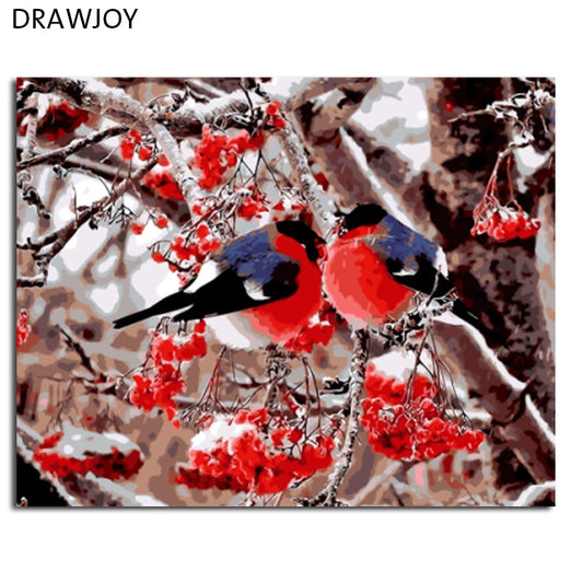 DRAWJOY Morden Framed Pictures Bird And Flower DIY Painting By Numbers Home Decor For Living Room Canvas Oil Painting GX8859