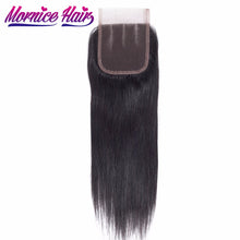 Load image into Gallery viewer, Mornice Hair Brazilian Straight Hair Lace Closure 4X4 Three Part 100% Hand Tied Remy Human Hair Closure Density 130%
