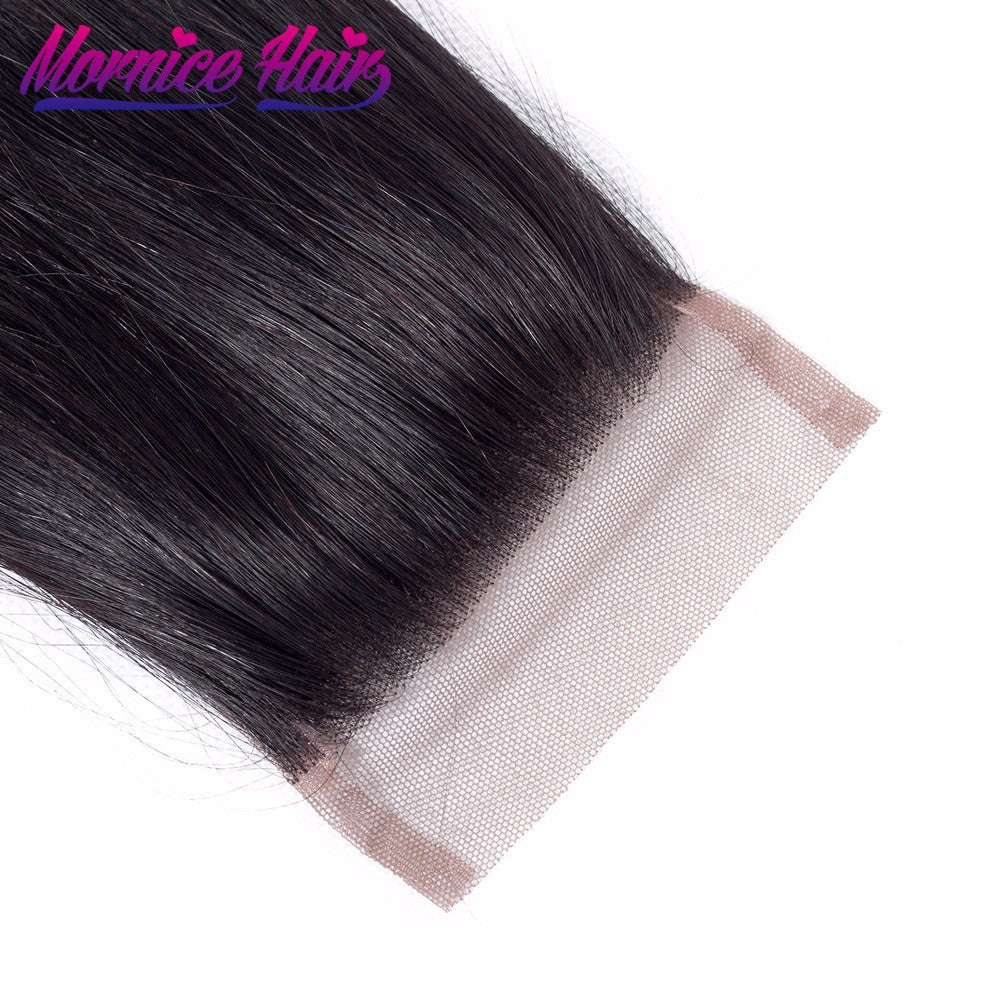 Mornice Hair Malaysian Straight Hair Lace Closure 4X4 Free Part 100% Hand Tied Remy Human Hair Closure Density 130%