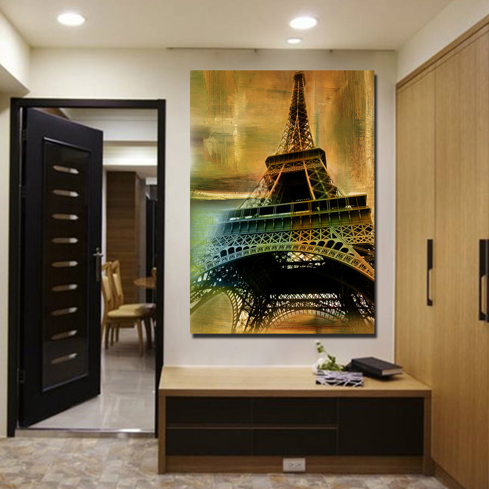 HD Printed 1 Piece Canvas Art Eiffel Tower Vintage Painting Wall Pictures for Living Room Framed Wall Art Free Shipping NY-6917D