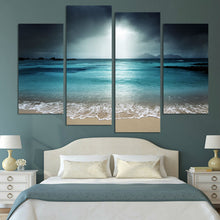 Load image into Gallery viewer, HD printed 4 piece canvas sea beach wave seascape painting beach pictures wall decorations living room Free shipping/cu-016
