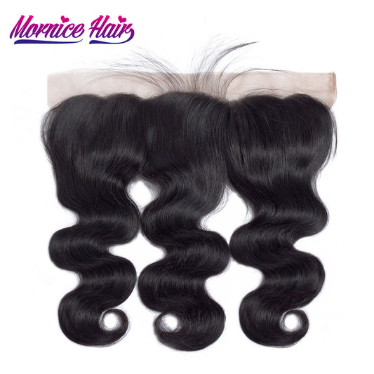 Mornice Hair Brazilian Remy Hair Ear To Ear Lace Frontal Closure Body Wave Free Part Density 130% Bleached Knots With Baby Hair
