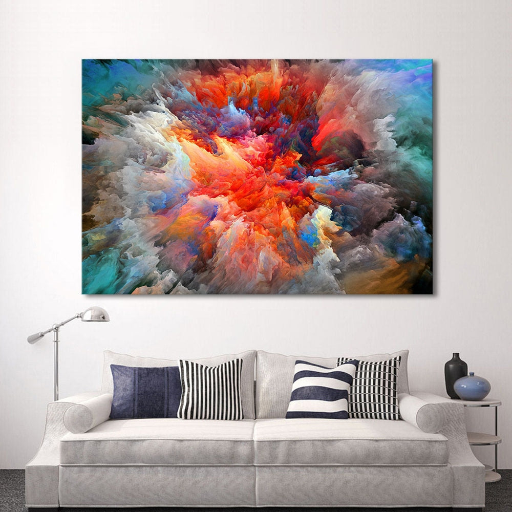 HDARTISAN Modern Abstract Canvas Art Painting Colorful Clouds Wall Pictures For Living Room Home Decor Frameless