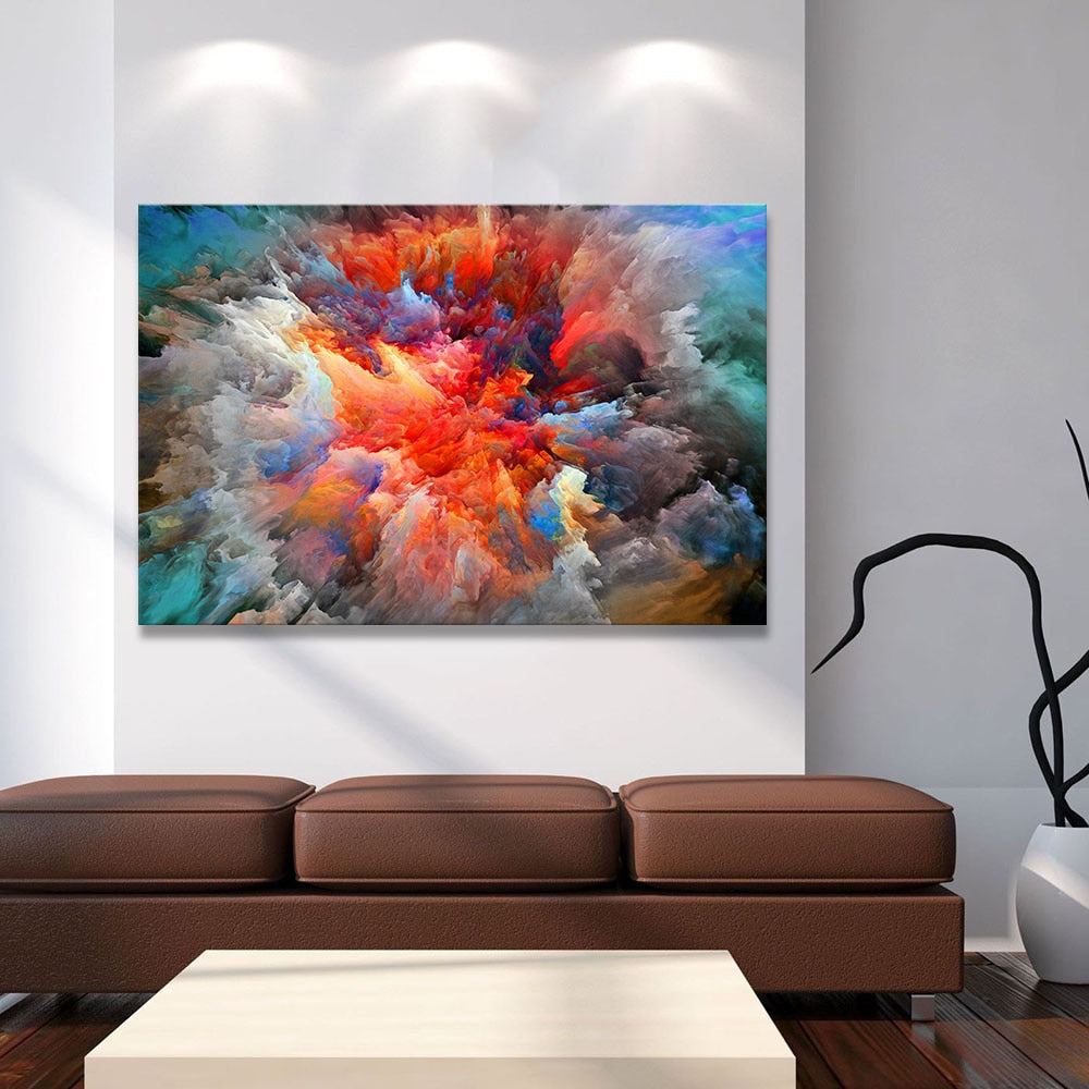 HDARTISAN Modern Abstract Canvas Art Painting Colorful Clouds Wall Pictures For Living Room Home Decor Frameless