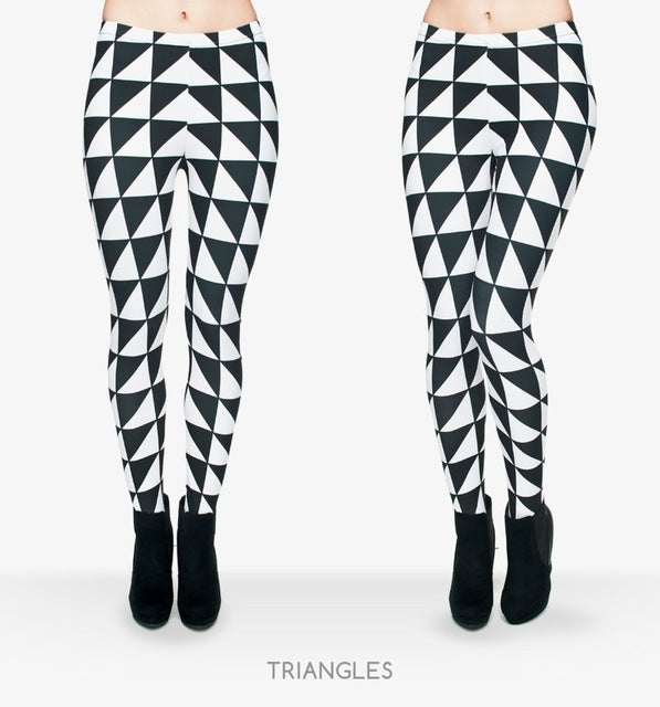 Women Colour Geometry Printing Legging High Elastic Fitness Legging Trousers Leggings