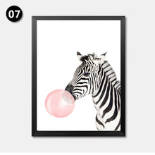Load image into Gallery viewer, Nordic Cute Animals Zebra Giraffe Panda Canvas Painting Cartoon Bubbles Balloon Print Poster Canvas Art For Child Room HD2178
