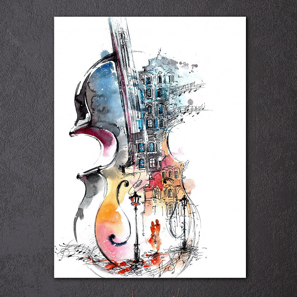 HD Printed 1 piece music guitar canvas painting abstract art canvas pictures for living room decoration Free shipping/ny-6678D