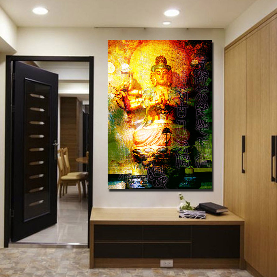 1 piece canvas art large buddha wall art meditation canvas Painting Posters and Prints wall picture for living room ny-6641D