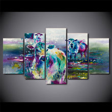 Load image into Gallery viewer, HD printed 5 piece canvas art abstract animal painting colorful calf prints and posters living room decor free shipping ny-6510

