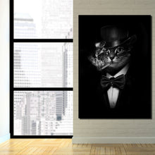 Load image into Gallery viewer, HD Printed 1 piece Canvas Art Smoking Gentleman Cat Painting Black Abstrat Wall Pictures For Living Room Free Shipping NY-6911D
