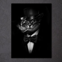 Load image into Gallery viewer, HD Printed 1 piece Canvas Art Smoking Gentleman Cat Painting Black Abstrat Wall Pictures For Living Room Free Shipping NY-6911D
