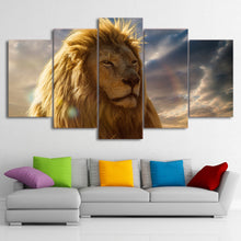 Load image into Gallery viewer, HD printed 5 piece animal head paintings yellow lion wall canvas prints canvas painting for living room free shipping ny-6731B
