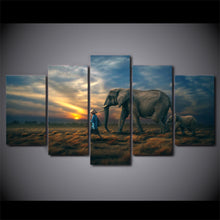Load image into Gallery viewer, 5 Piece Canvas Art Elephants Sunset HD Printed Wall Art Home Decor Canvas Painting Picture Poster Prints Free Shipping NY-6586A
