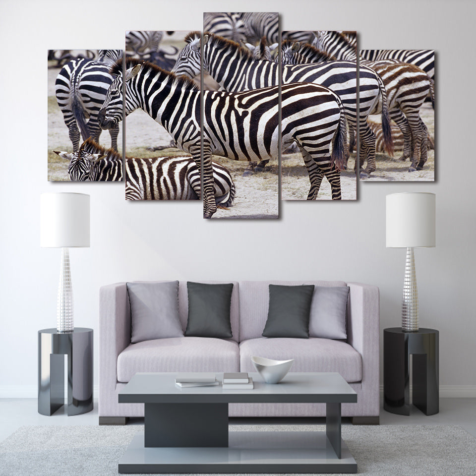 HD Printed Africa Zebra landscape Group Painting room decor print poster picture canvas Free shipping/D011